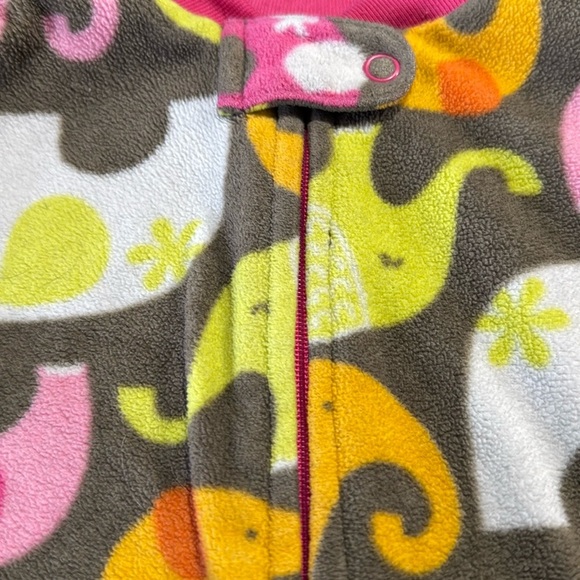 Carter’s Infant Fleece Pajamas Multi Color Elephants Size: 9 Months - Picture 4 of 5